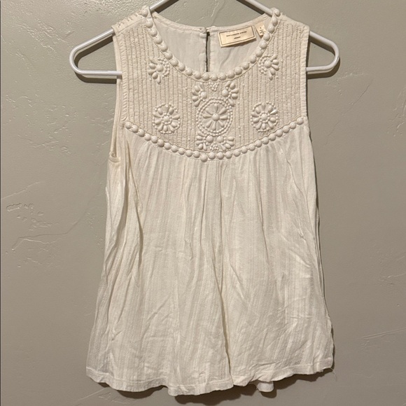 Moulinette Soeurs Ivory Sleeveless Blouse with Beaded Designs Small - Picture 1 of 11